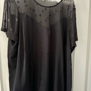 Torrid Black Sheer Polka Dot Blouse